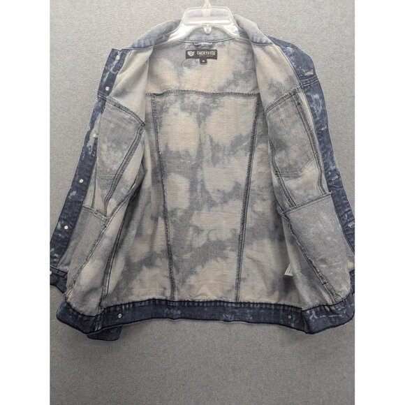 Encrypted Supply Company Jacket Mens Medium Blue Denim Tie Dye Trucker Jean Y2K - Picture 7 of 10